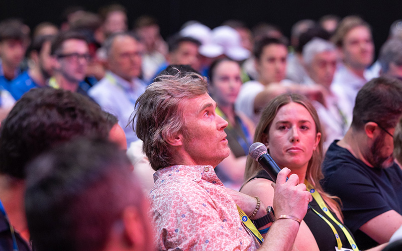 Audience interacting at Global Padel Conference