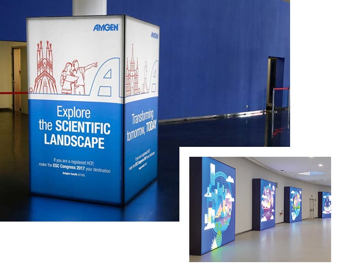 Interior recinto con publicidad led