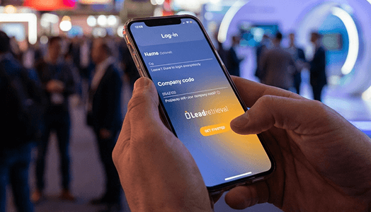 Persona haciendo Login en Lead Retrieval en móvil