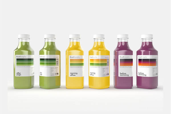 FRUITLOSOPHY, cold press juice. Proyecto de Hugo Ribeiro, Yolanda Santamaria y Paola Parodi para el taller de Packaging estructural: Introducción a las formas. Año académico 2018-2019